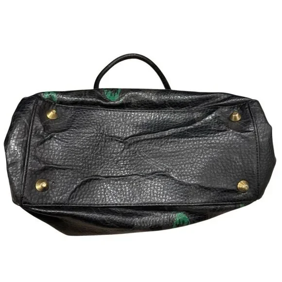 Steve Madden Y2K Black Floral Satchel Bag Pebbled Faux Leather - Picture 6 of 9